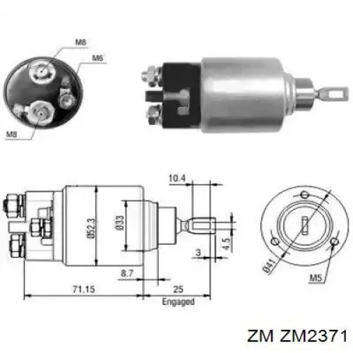 ZM2371 ZM Relê retrator do motor de arranco