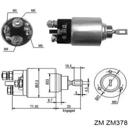 ZM378 ZM Relê retrator do motor de arranco