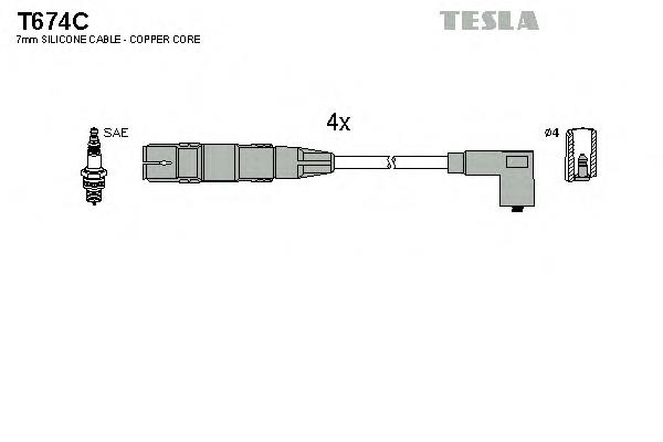 T674C Tesla Fios de alta voltagem, kit