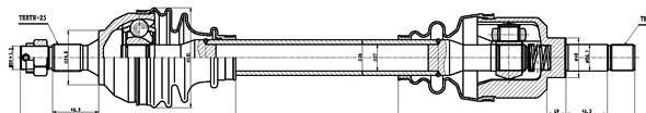 Semieixo (acionador) dianteiro esquerdo GKN-Spidan 21669