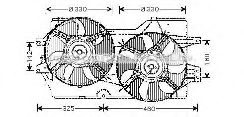 04682624 Chrysler Ventilador elétrico de esfriamento montado (motor + roda de aletas)