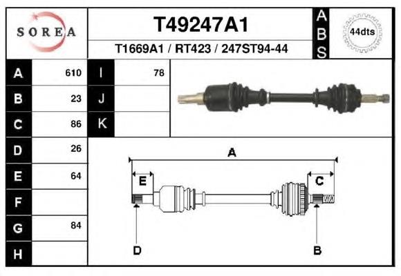 Semieixo (acionador) dianteiro esquerdo GKN-Spidan 24937 preço, a partir de 77,80 USD