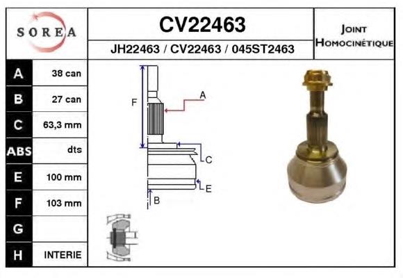 Junta homocinética externa dianteira VAG 7H0498099X preço, a partir de 47,74 USD