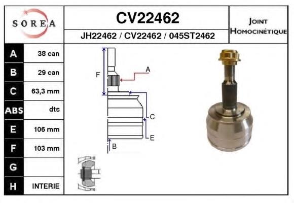 Junta homocinética externa dianteira VAG 7H0498099BX preço, a partir de 95,20 USD