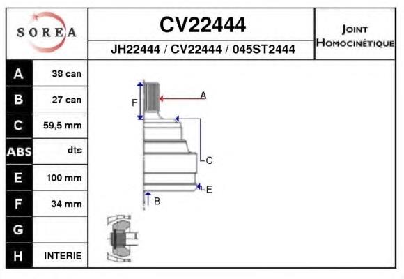 4F0498099A VAG Junta homocinética externa dianteira