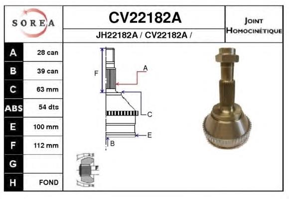 Junta homocinética externa dianteira CVJ511810 Open Parts