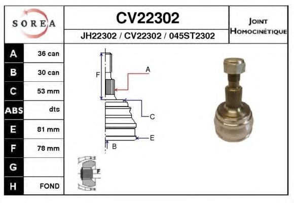 Junta homocinética externa dianteira 1J0498099 VAG