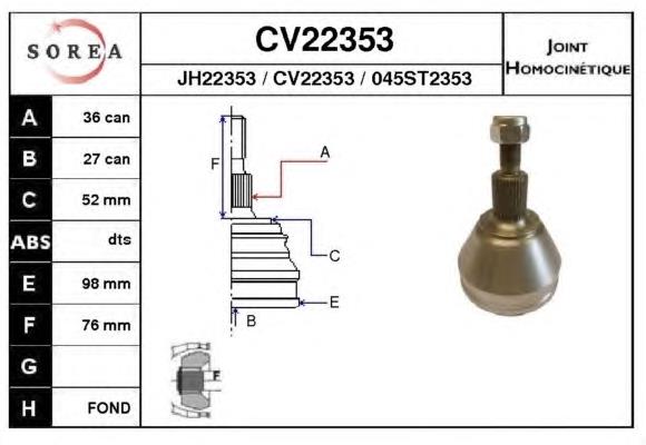 6Q0498099FX VAG Junta homocinética externa dianteira