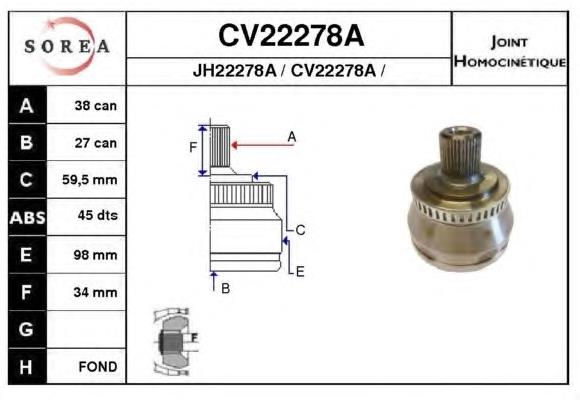 CV22278AK EAI Junta homocinética externa dianteira