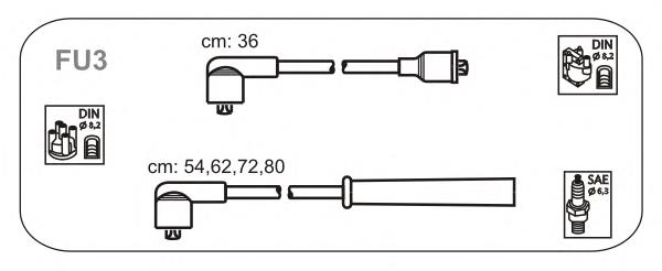 Fios de alta voltagem, kit 604 NGK