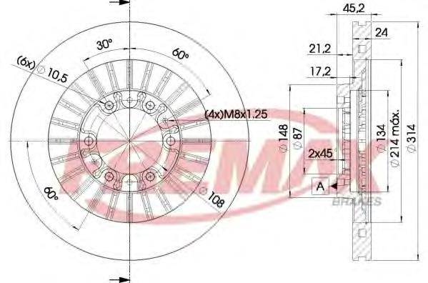 Disco do freio dianteiro DI505C Japan Parts