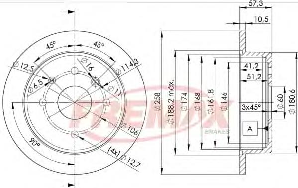 CD7606S Bremsi Disco do freio traseiro