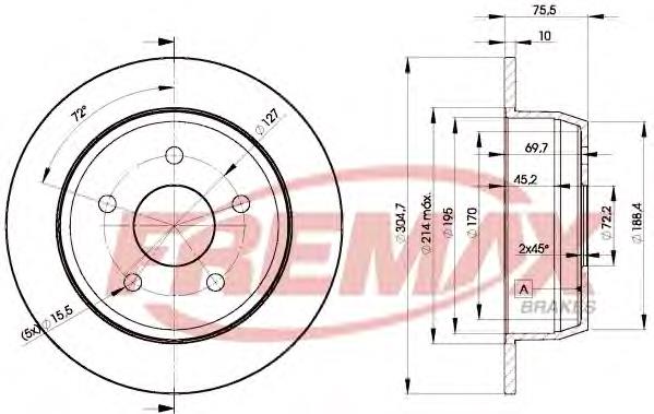DP992C Japan Parts Disco do freio traseiro