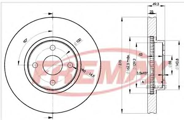 Disco do freio dianteiro DI219C Japan Parts