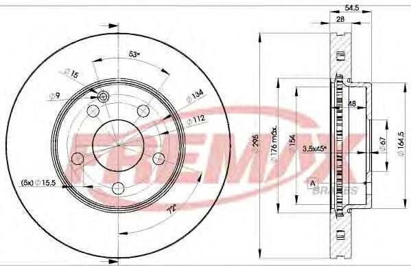 CD7252V Bremsi Disco do freio dianteiro