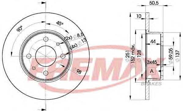 Disco do freio traseiro 164202610001 Fiat/Alfa/Lancia