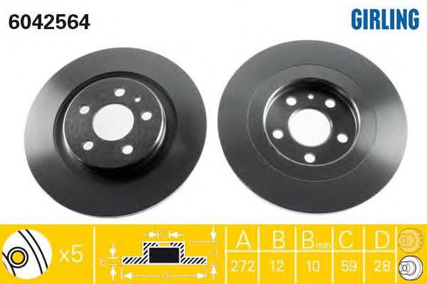 Disco do freio traseiro Jurid/Bendix BDS1192