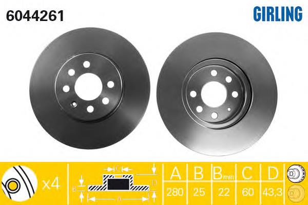 Disco do freio dianteiro 569007 Opel