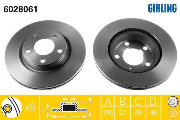 Disco do freio dianteiro Girling 6028061 preço, a partir de 37,09 USD