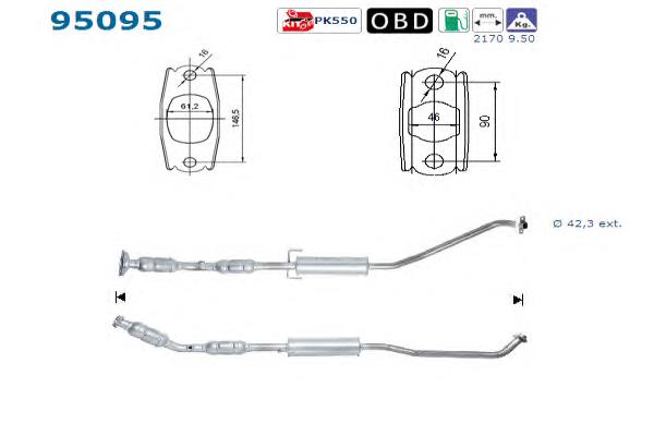 Tubo de admissão dianteiro (calças) do silenciador AS/Auto Storm 95095 preço, a partir de 219,35 USD