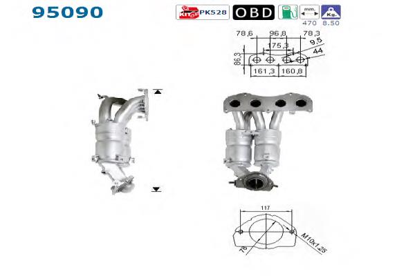 Convertidor - catalisador Toyota 2505128040 preço, a partir de 358,43 USD