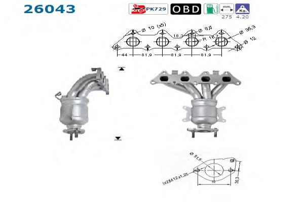 Tubo coletor de escape Mitsubishi Space Star preço, a partir de 457,18 USD