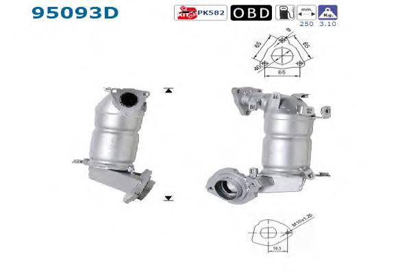 Convertidor - catalisador Toyota 2505127041 preço, a partir de 311,64 USD