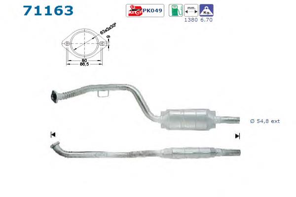 Convertidor - catalisador AS/Auto Storm 71163 preço, a partir de 229,51 USD