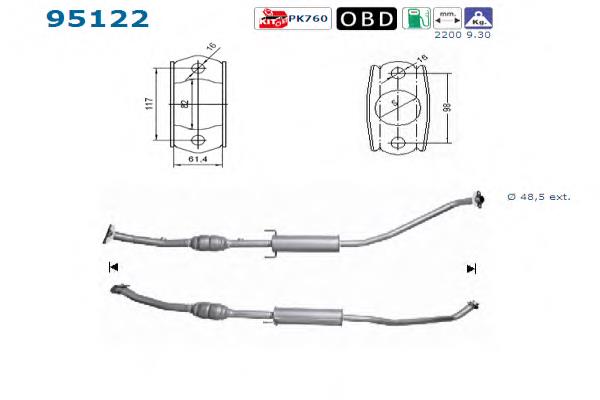 Silenciador, parte dianteira Toyota 1741022270 preço, a partir de 460,79 USD