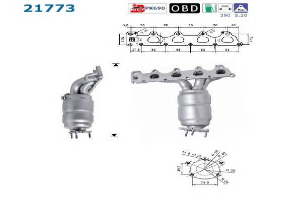 Tubo coletor de escape AS/Auto Storm 21773 preço, a partir de 317,50 USD
