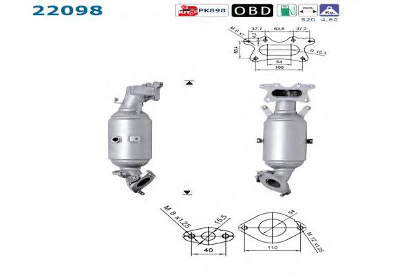 Convertidor - catalisador Honda 18160RSAG00 preço, a partir de 416,59 USD