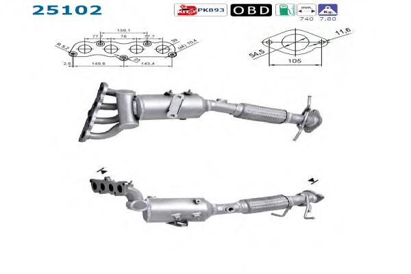 Convertidor - catalisador Nissan/Infiniti 208021N425 preço, a partir de 604,31 USD