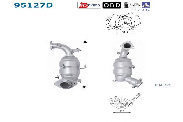 Convertidor - catalisador Toyota 250510R010 preço, a partir de 424,31 USD