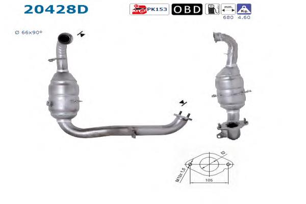 Convertidor - catalisador Mazda Y6012050XB preço, a partir de 377,48 USD