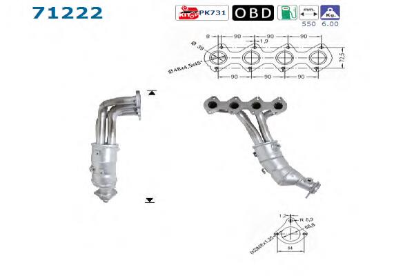 Tubo coletor de escape direito AS/Auto Storm 71222 preço, a partir de 360,81 USD
