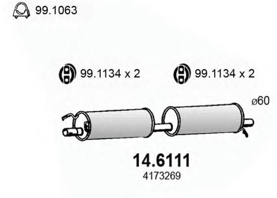 Compre 280051 Bosal Silenciador, parte central e traseira