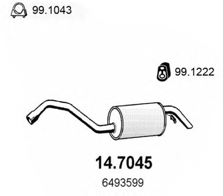 Silenciador, parte traseira 18038 Asmet