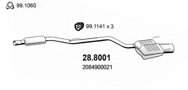 Silenciador, parte traseira Mercedes CLK  C208