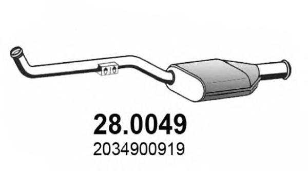 Silenciador, parte central A2034900919 Mercedes