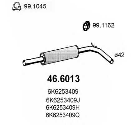 6K6253409Q VAG Silenciador, parte central