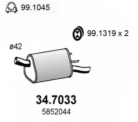 Silenciador, parte traseira 185431 Bosal