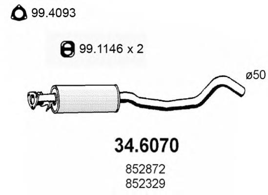 Silenciador, parte central Bosal 281145 preço, a partir de 77,25 USD
