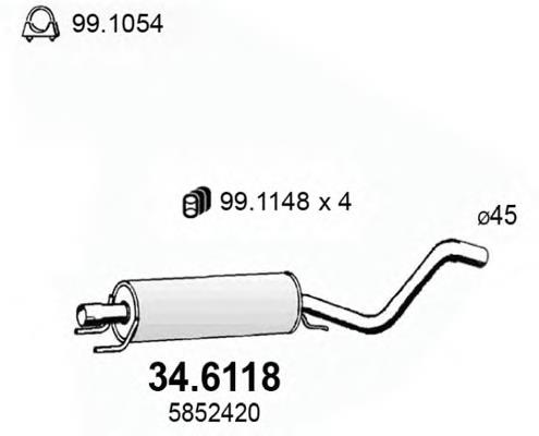 Compre 5852672 Opel Silenciador, parte central