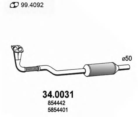 Tubo de admissão dianteiro (calças) do silenciador Opel 93173353 preço, a partir de 187,88 USD