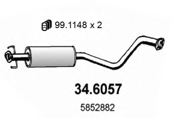 Silenciador, parte central 284411 Bosal
