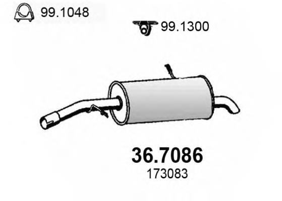 Silenciador, parte traseira 173087 Peugeot/Citroen