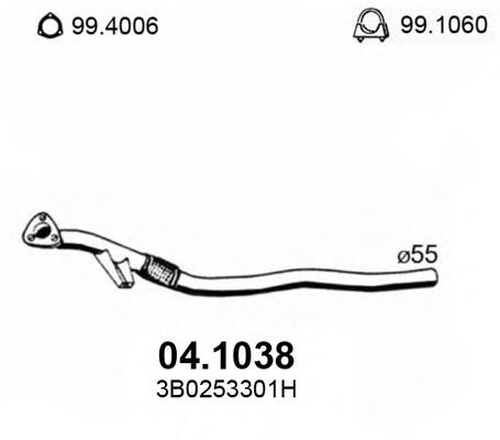 Compre 3B0253301H VAG Tubo de escape, desde o catalisador até o silenciador