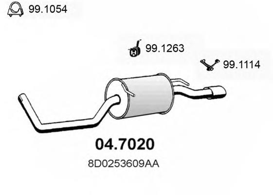 8D0253609AA VAG Silenciador, parte traseira