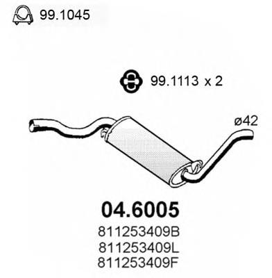 Silenciador, parte traseira Audi 80 B2 81, 85