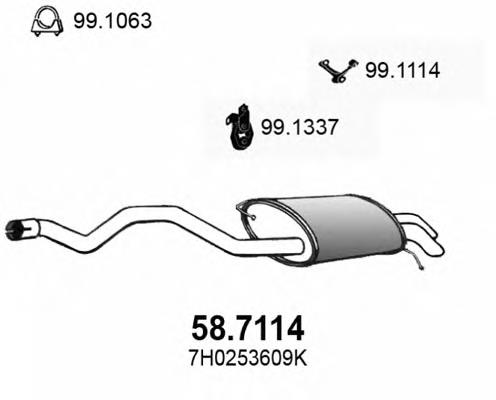 JZW253609BQ VAG Silenciador, parte traseira